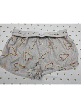 Victorias Secret PINK RAINBOW HEARTS XS Sleep Shorts Boxers Pajama Bottoms